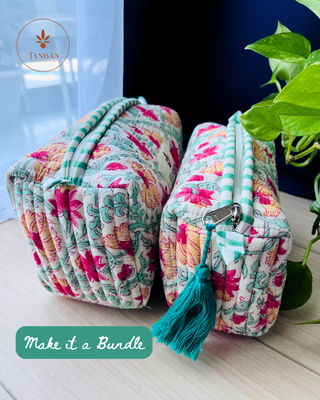 Hand Block Printed pouch - Small