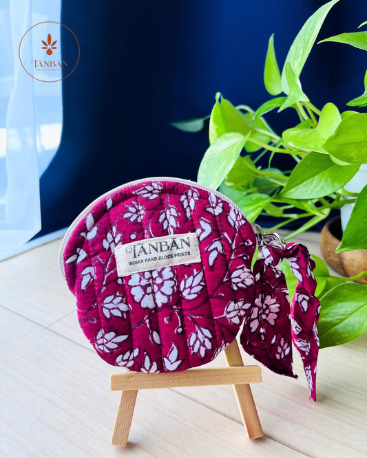 Hand Block Printed Coin Pouch (Round)