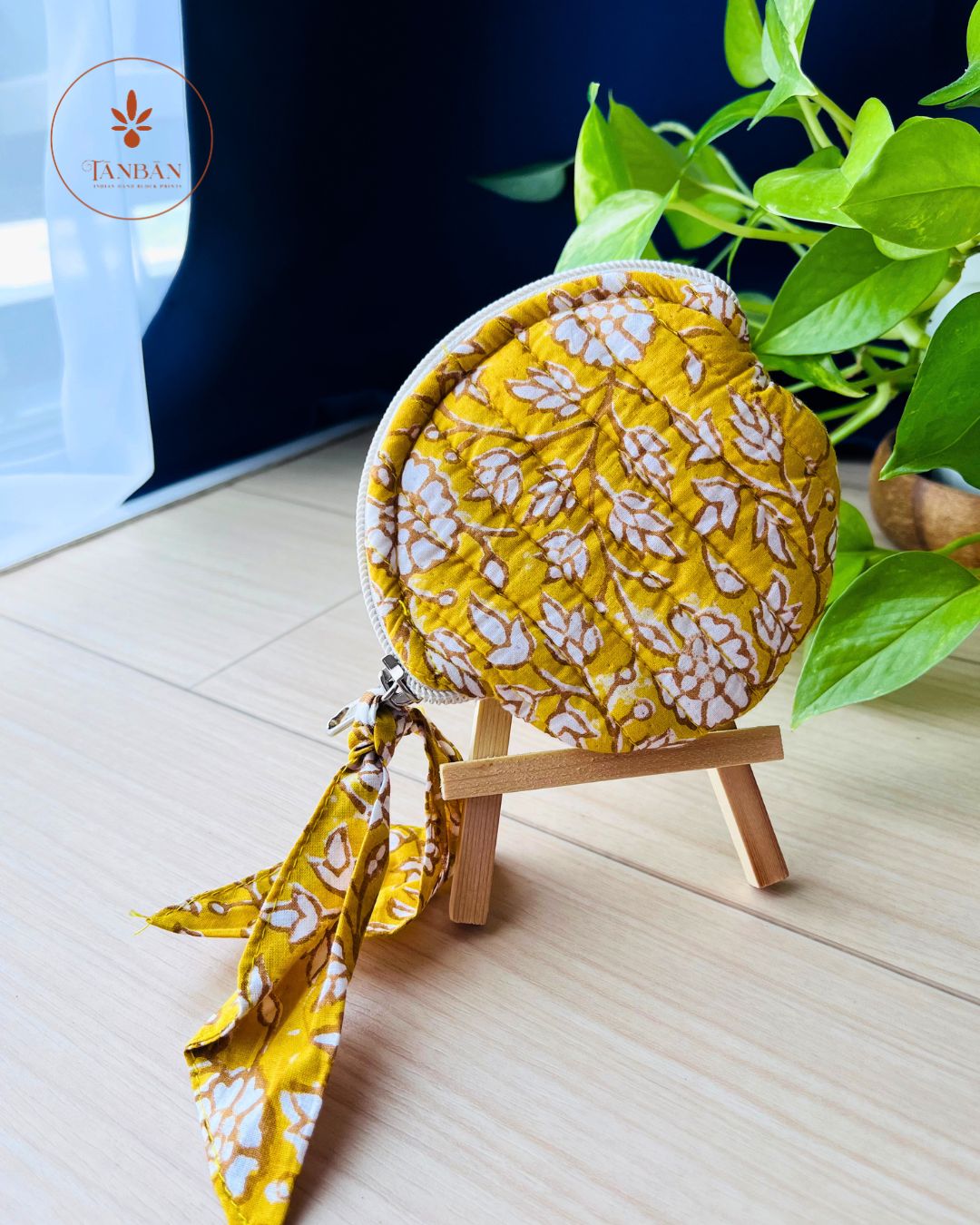 Hand Block Printed Coin Pouch (Round)