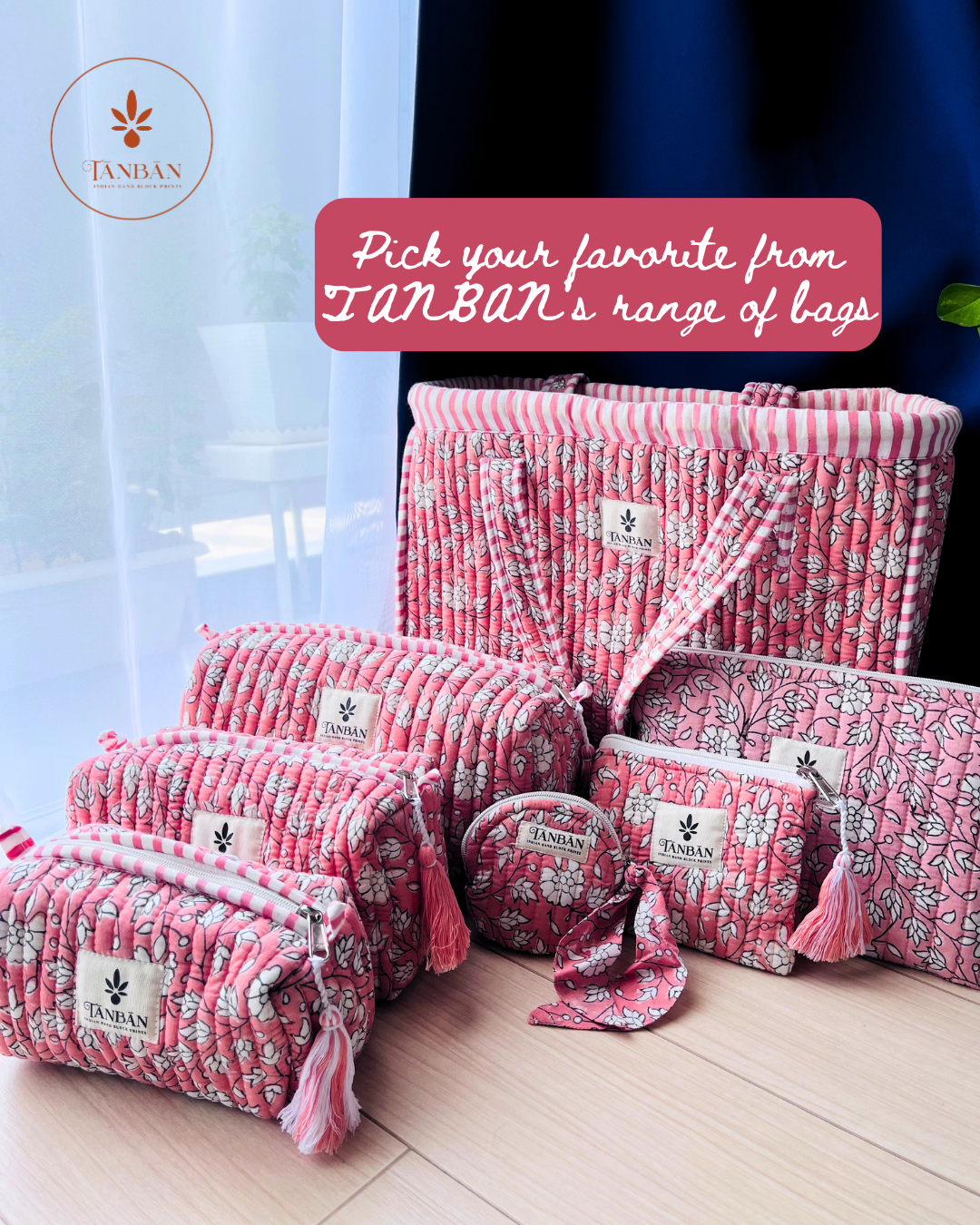 Hand Block Printed pouch - Medium