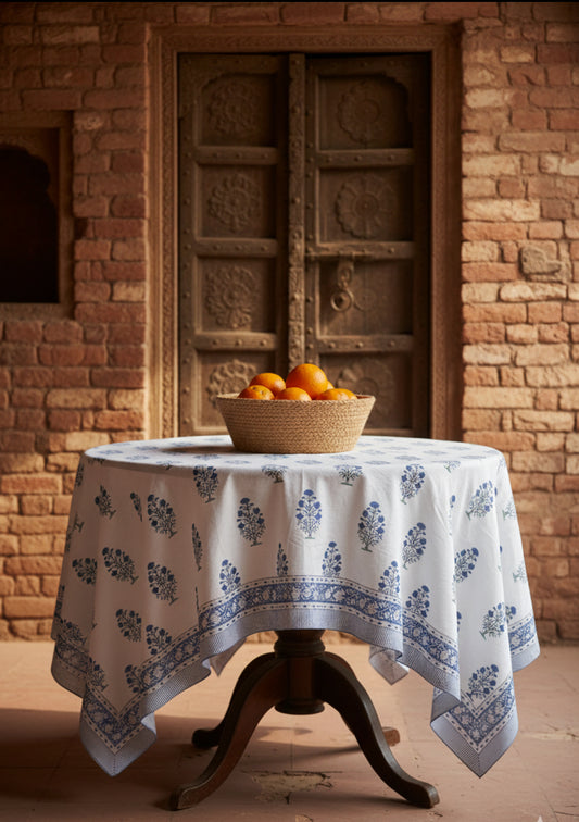 Hanblock Printed Cotton Fabric Table Cover - 90x180 inch