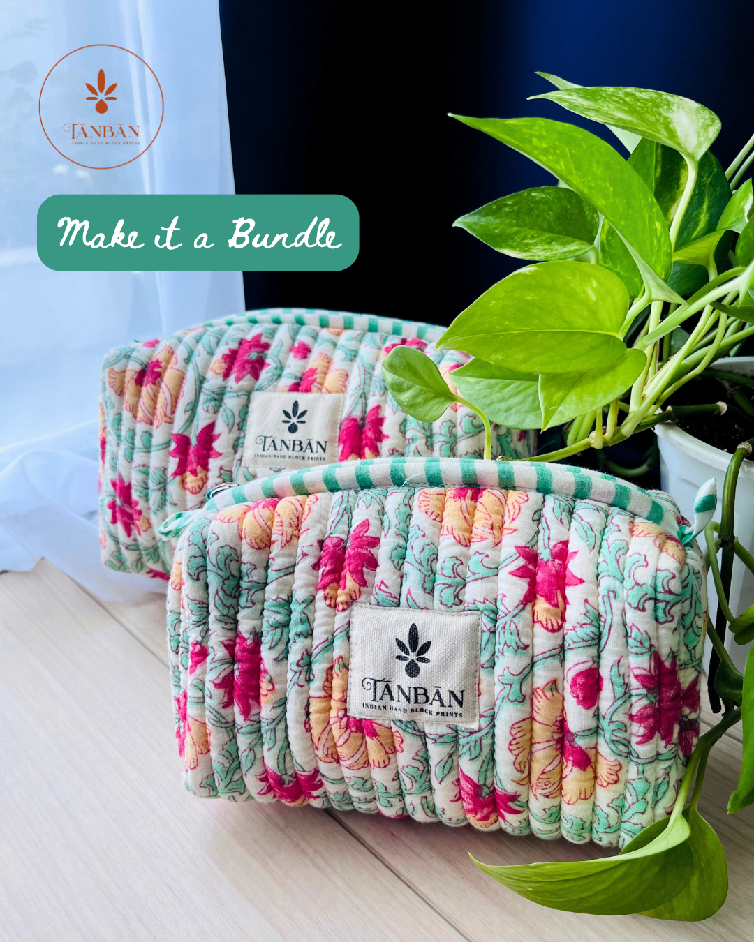 Hand Block Printed pouch - Medium