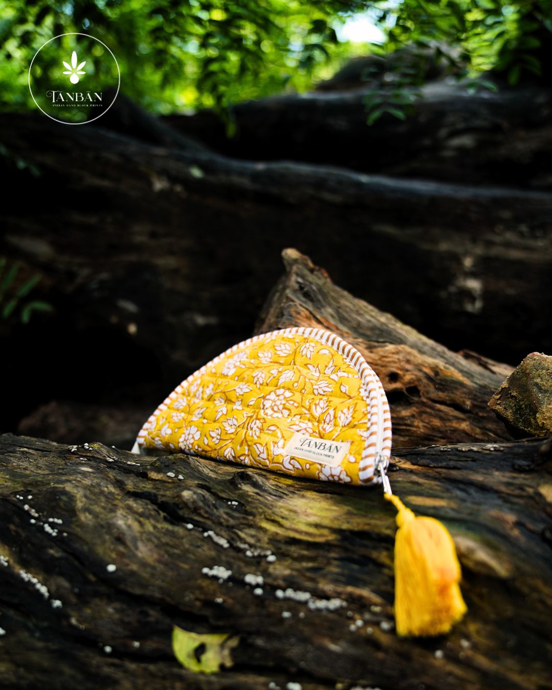 Hand Block Printed Half Moon Pouch