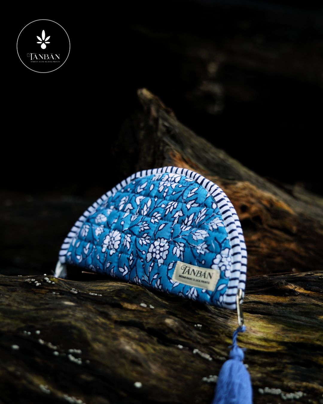 Hand Block Printed Half Moon Pouch