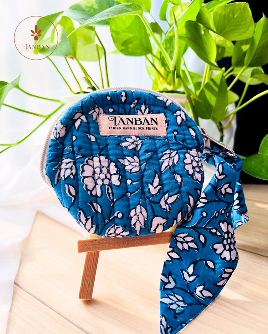 Hand Block Printed Coin Pouch (Round)