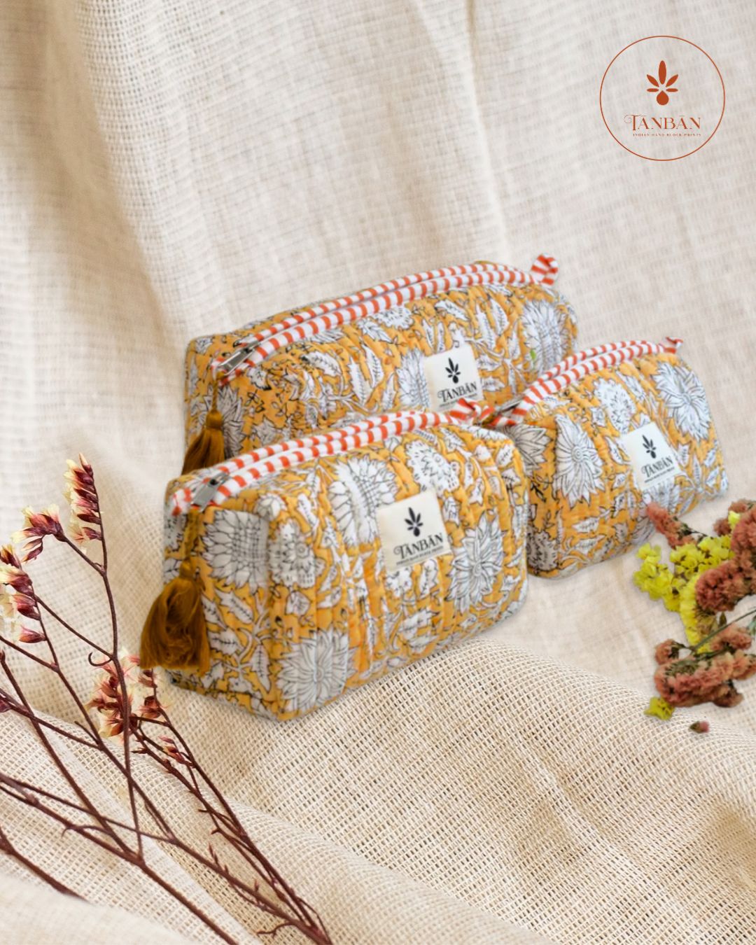 Indian Handblock print- Multipurpose Pouch (Set of 3)