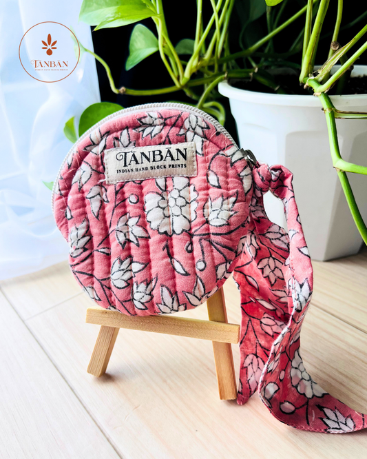 Hand Block Printed Coin Pouch (Round)