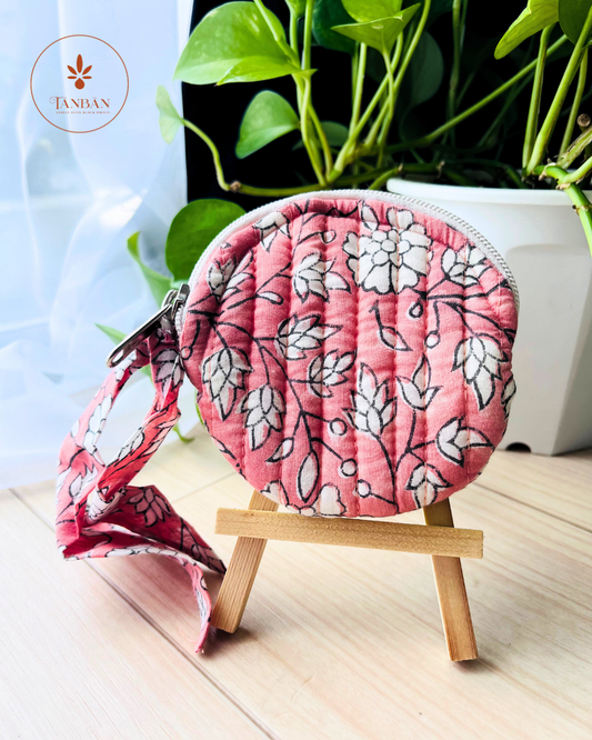 Hand Block Printed Coin Pouch (Round)