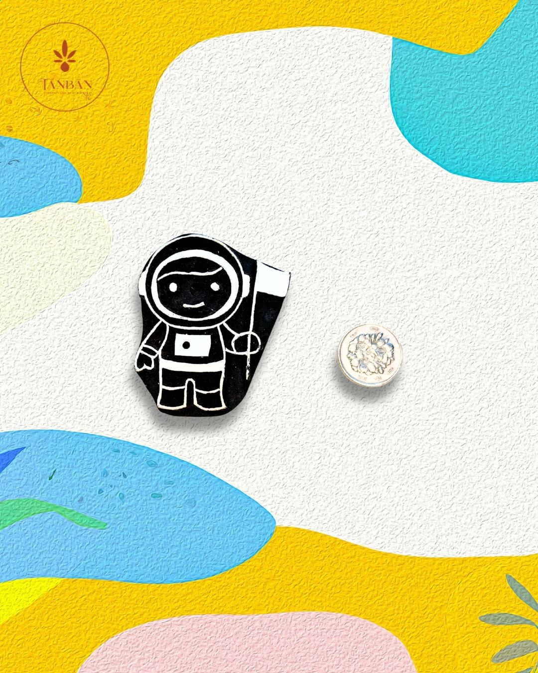 Kids Special Wooden Handcarved Blocks/Astronaut - Traditional Block Printing & Decoration