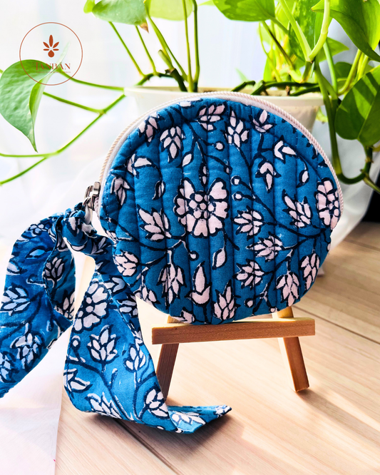 Hand Block Printed Coin Pouch (Round)