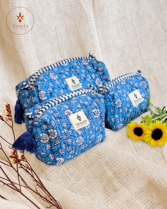Indian Handblock print- Multipurpose Pouch (Set of 3)