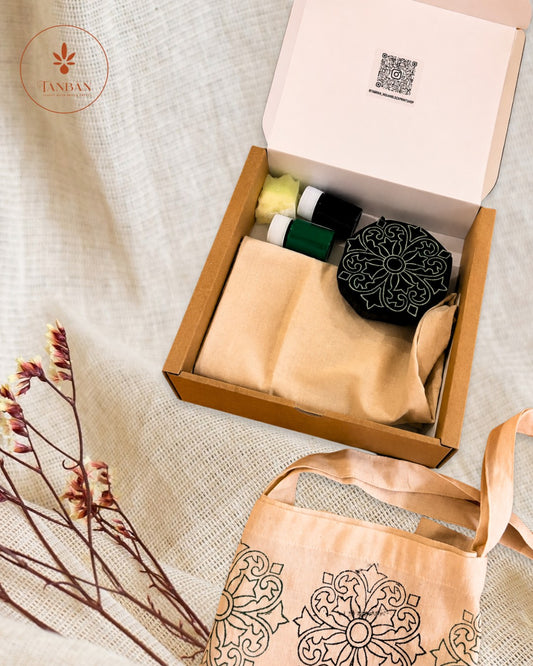 Hand-Carved Wooden Block Printing Starter Kit - Mandala