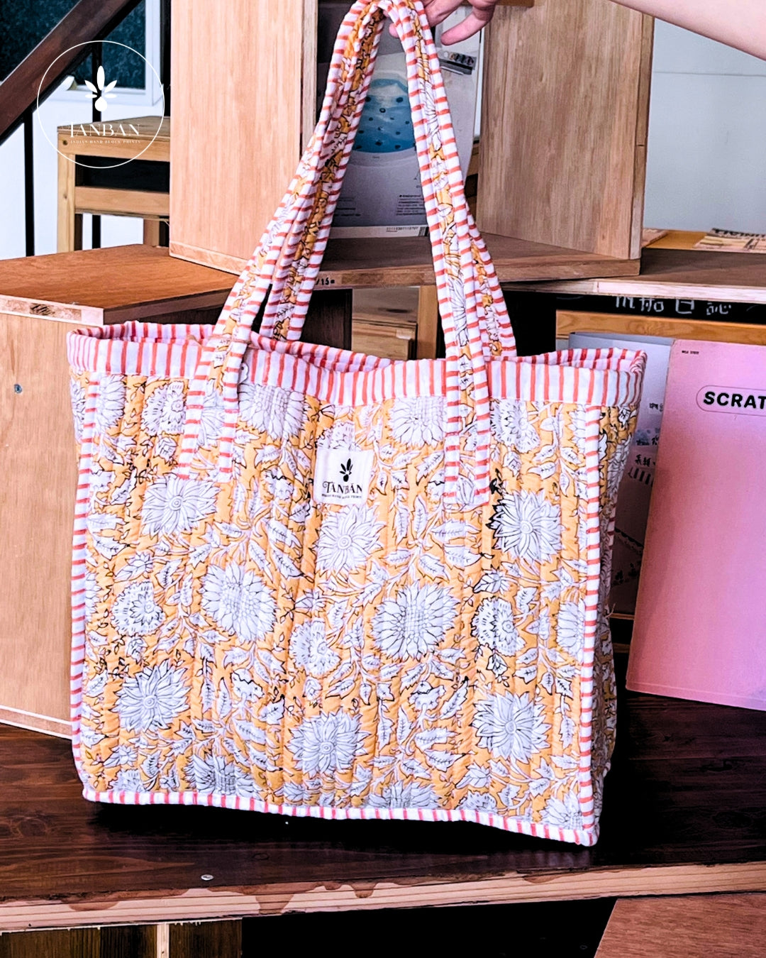 Hand Block Printed Tote bag (Large)