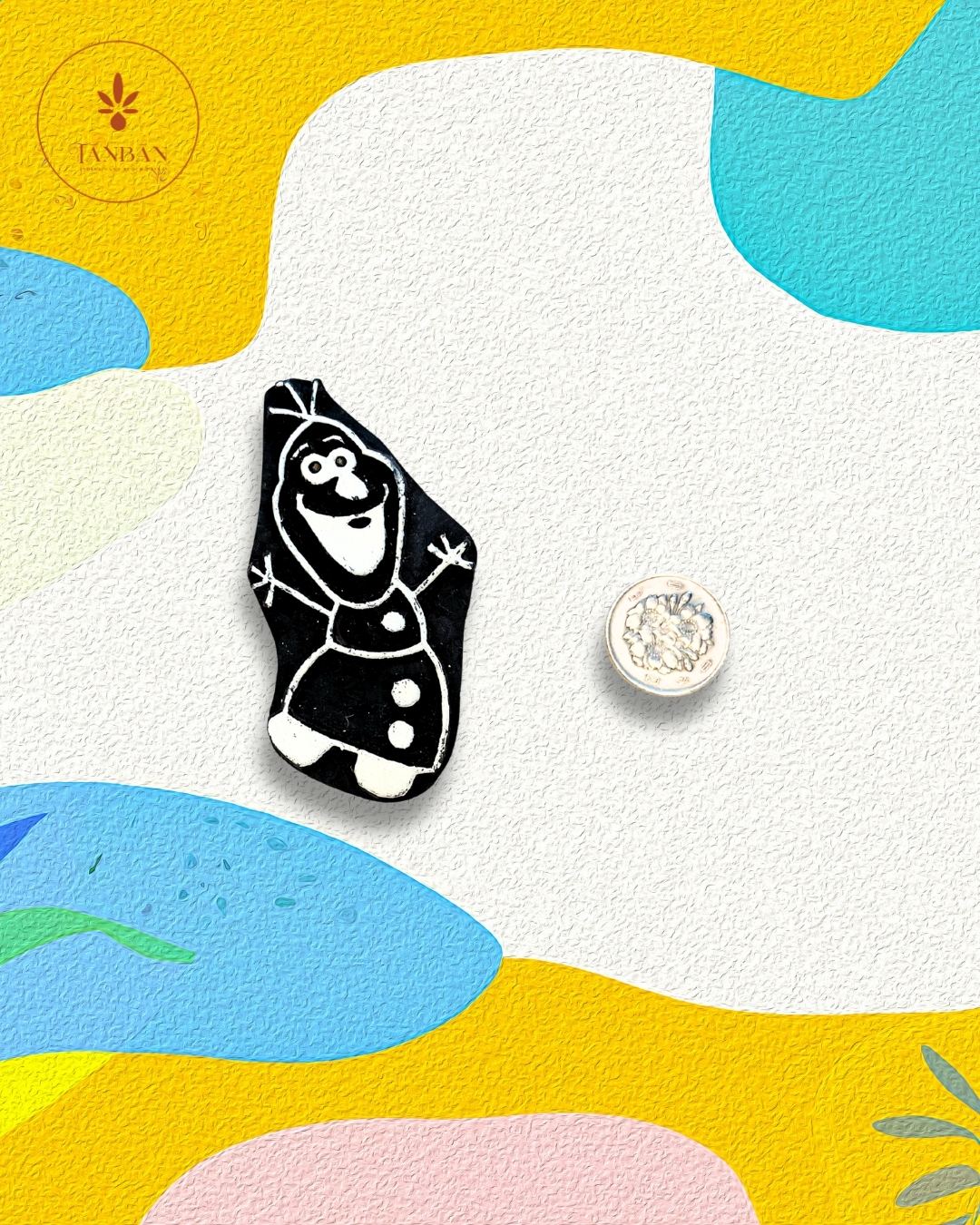 Kids Special Wooden Handcarved Blocks/Snowman - Traditional Block Printing & Decoration