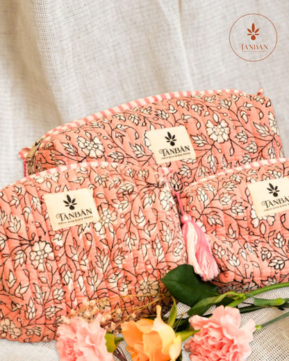 Indian Handblock print- Multipurpose Pouch (Set of 3)