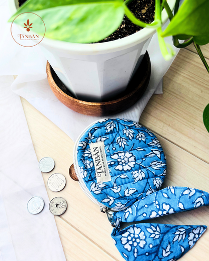Hand Block Printed Coin Pouch (Round)
