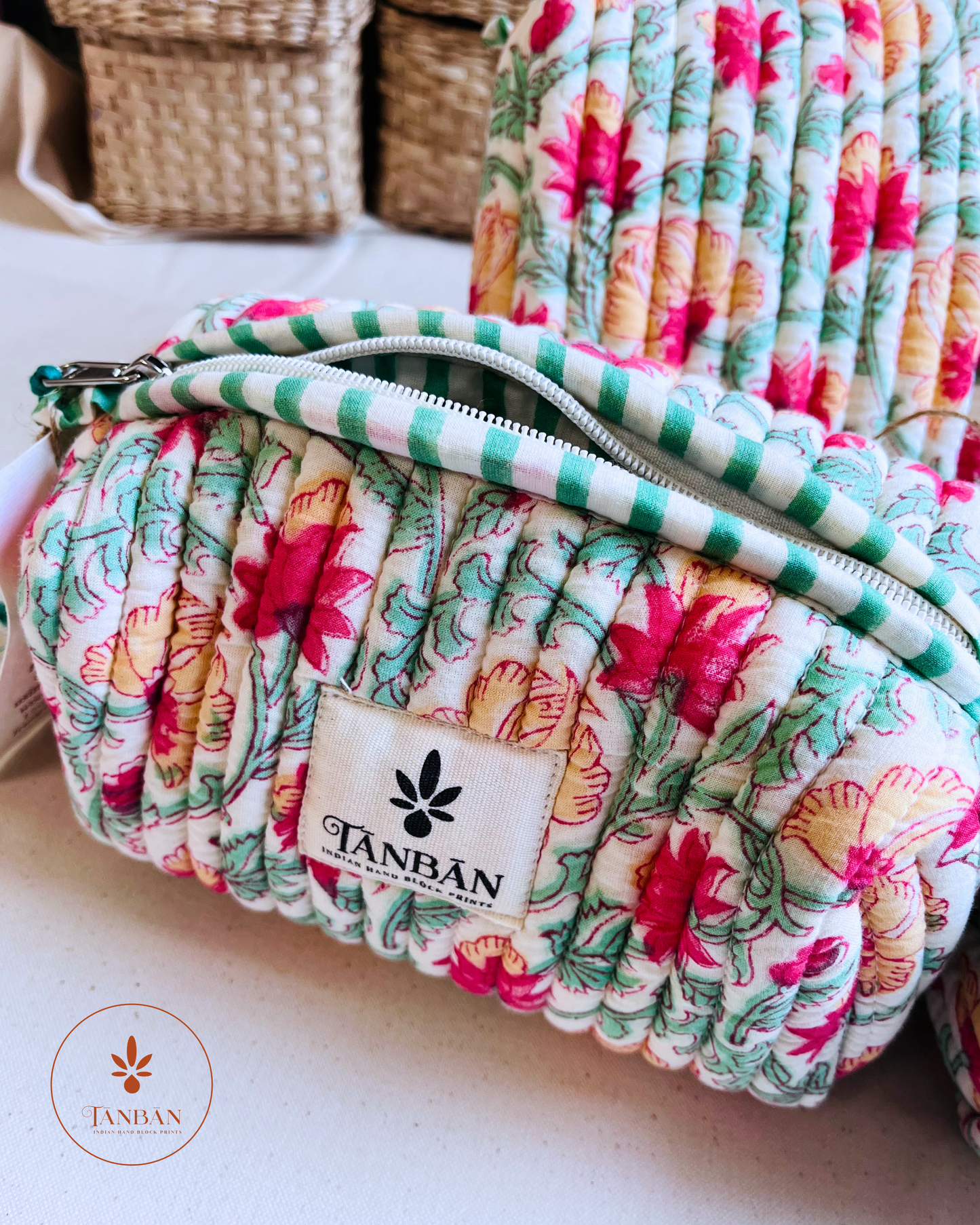 Indian Cotton Handblock print- Multipurpose Pouch (Set of 3)