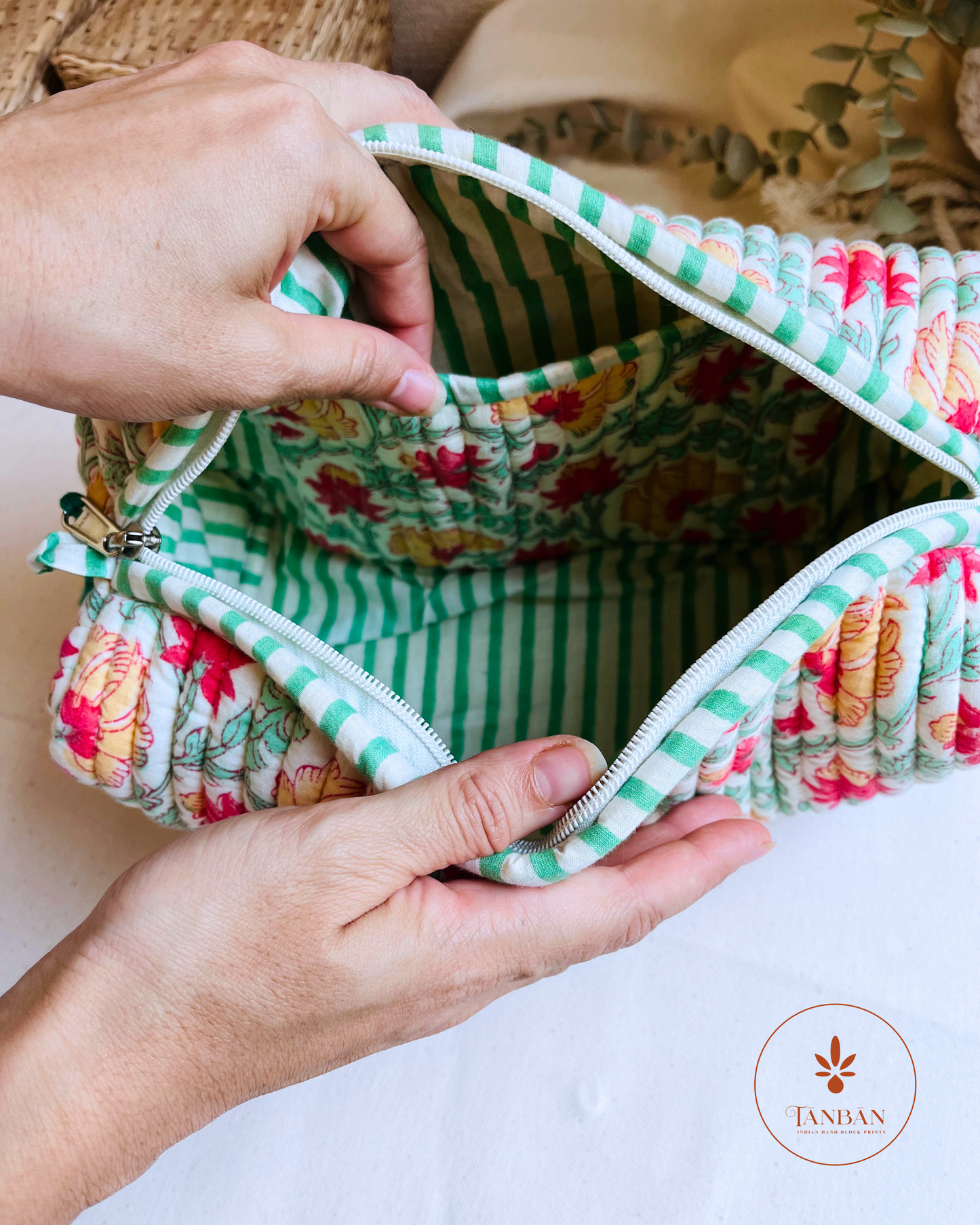 Indian Cotton Handblock print- Multipurpose Pouch (Set of 3)