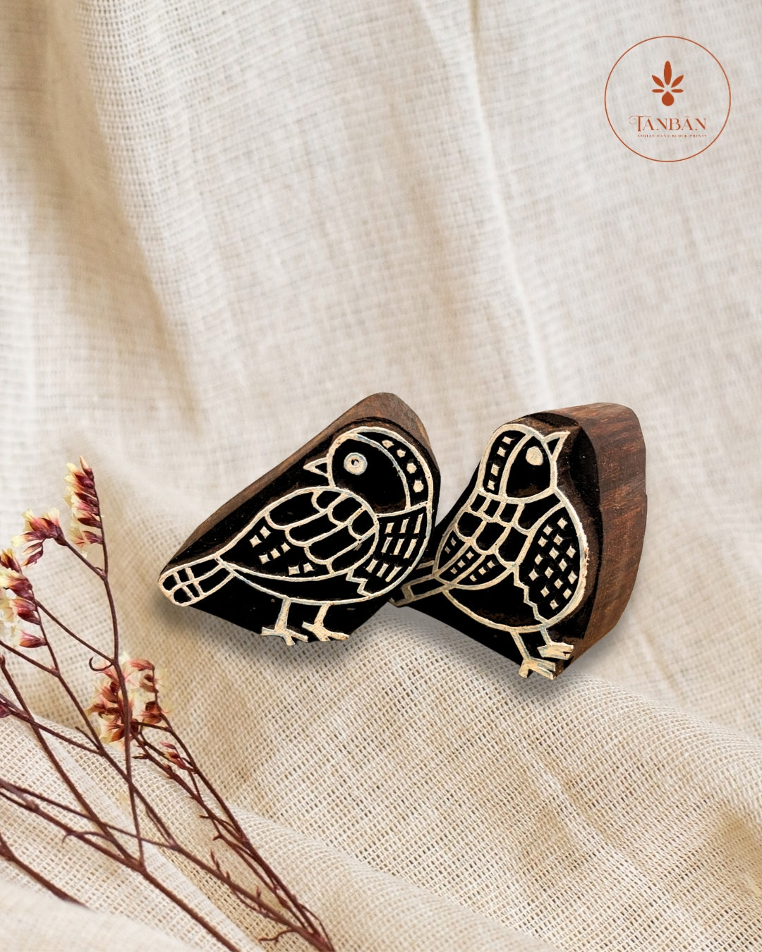 Wooden Handcarved Blocks/Birds - Traditional Block Printing & Decoration