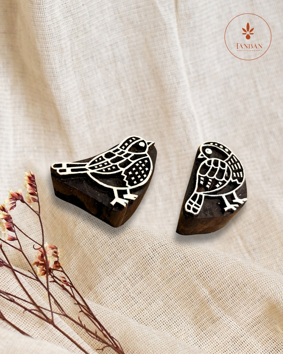 Wooden Handcarved Blocks/Birds - Traditional Block Printing & Decoration