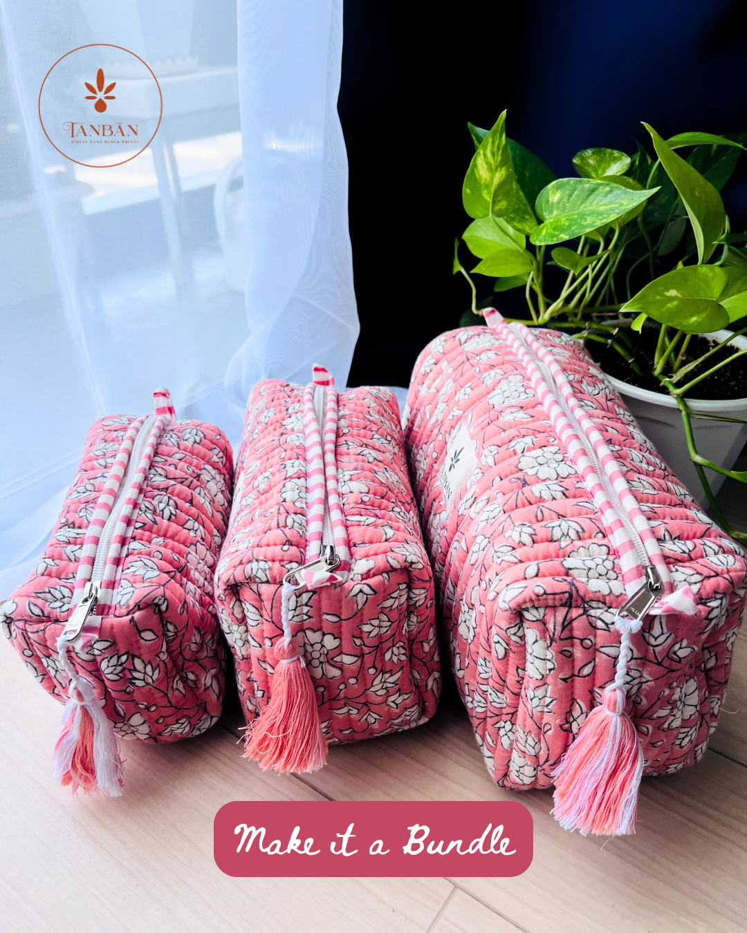Hand Block Printed pouch - Medium