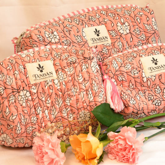 Indian Handblock print- Multipurpose Pouch (Set of 3)